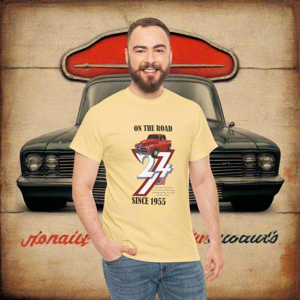 Vintage Chevy T-shirt 1955 Chevrolet Gift Shirt classic car Chevy tee yellow haze