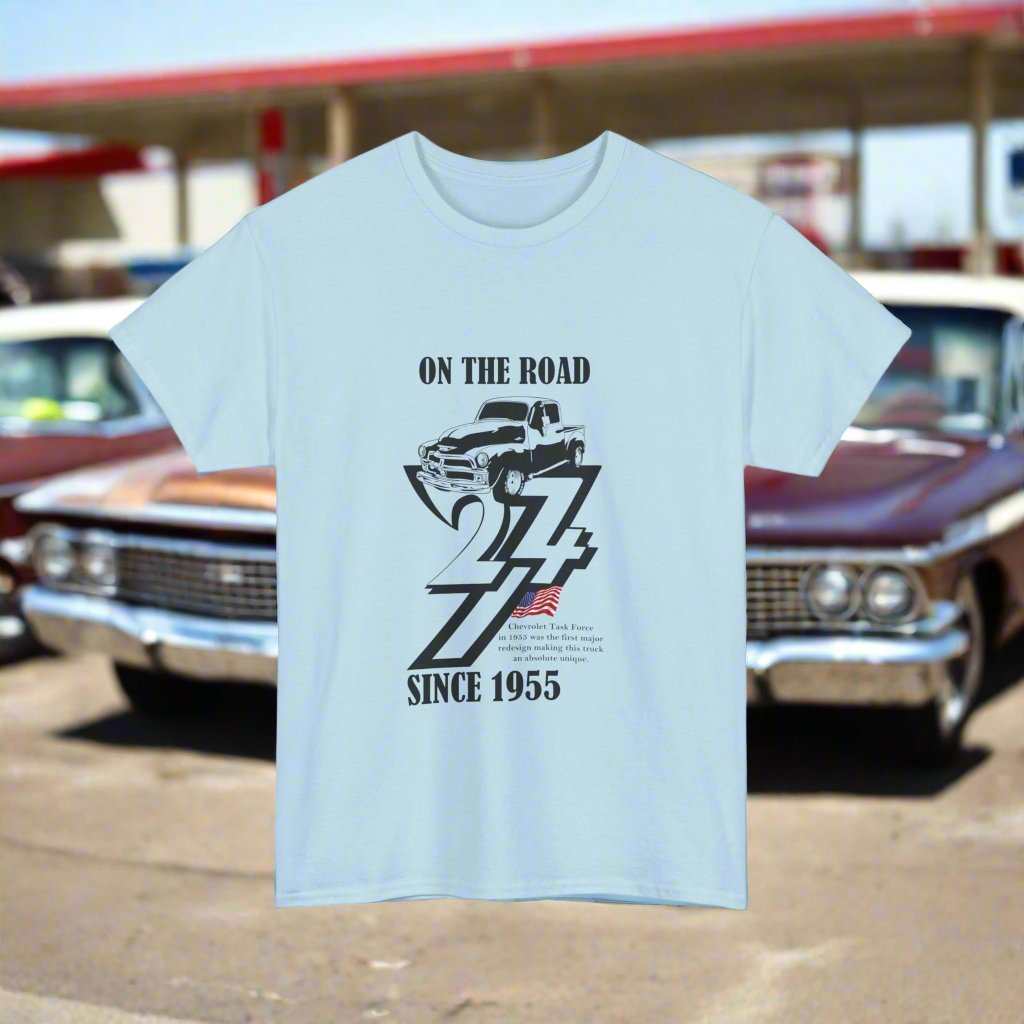 Vintage Chevy Tee 1955 Chevrolet Gift T-Shirt Car tee classic cars top light blue