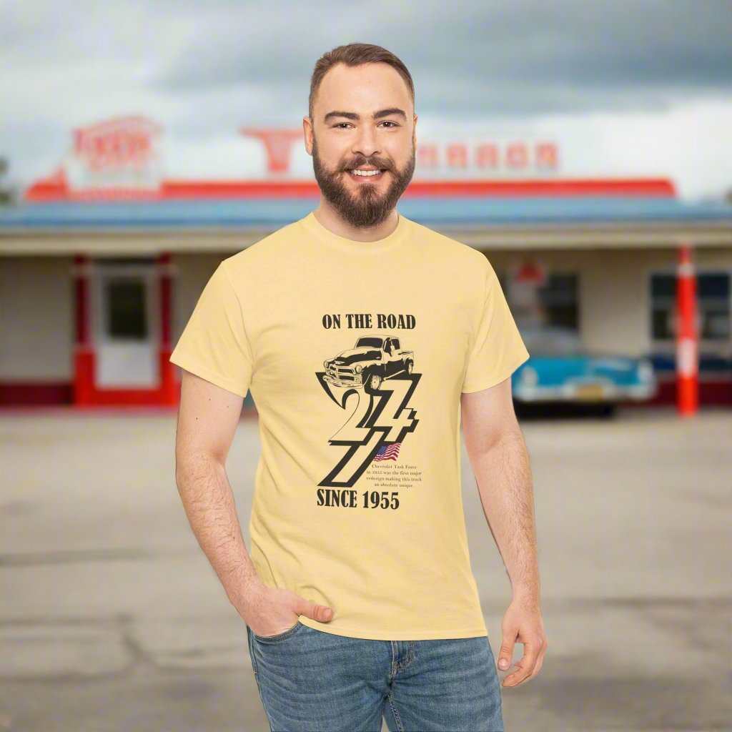 Vintage Chevy Tee 1955 Chevrolet Gift T-Shirt Car tee classic cars top yellow haze