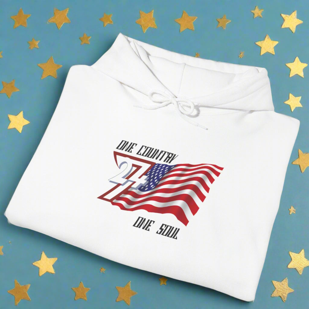 White Premium USA Hoodie - American Pride Patriotic Apparel folded