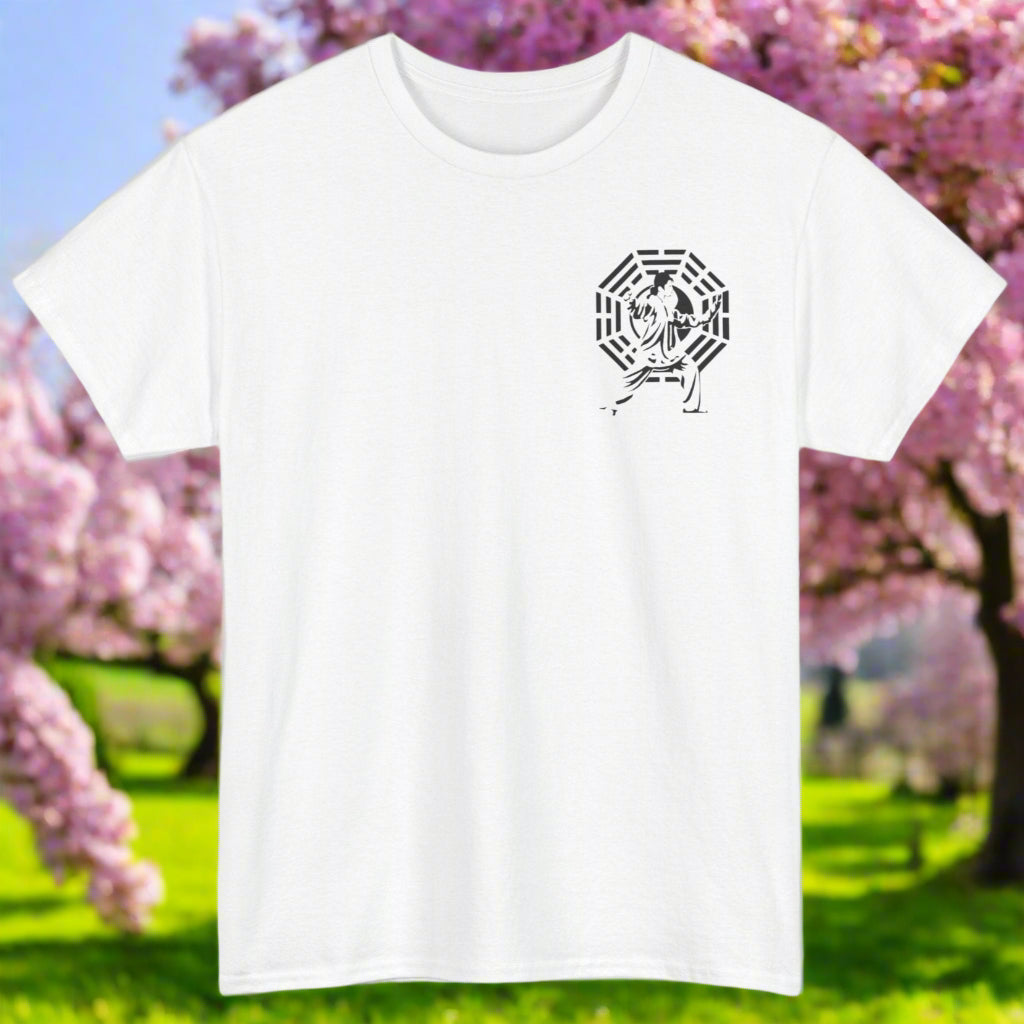 White t-shirt with Thai Chi symbol