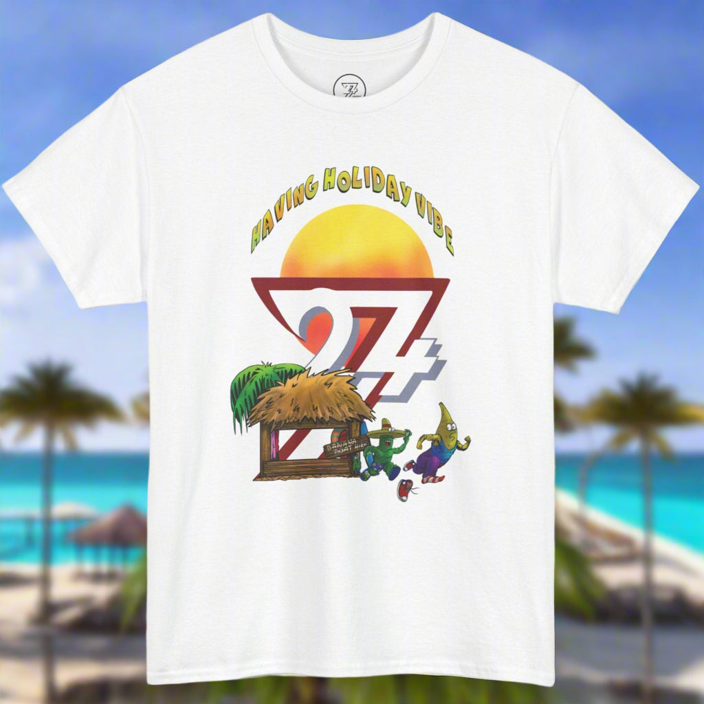 White unique design summer tee with banana design