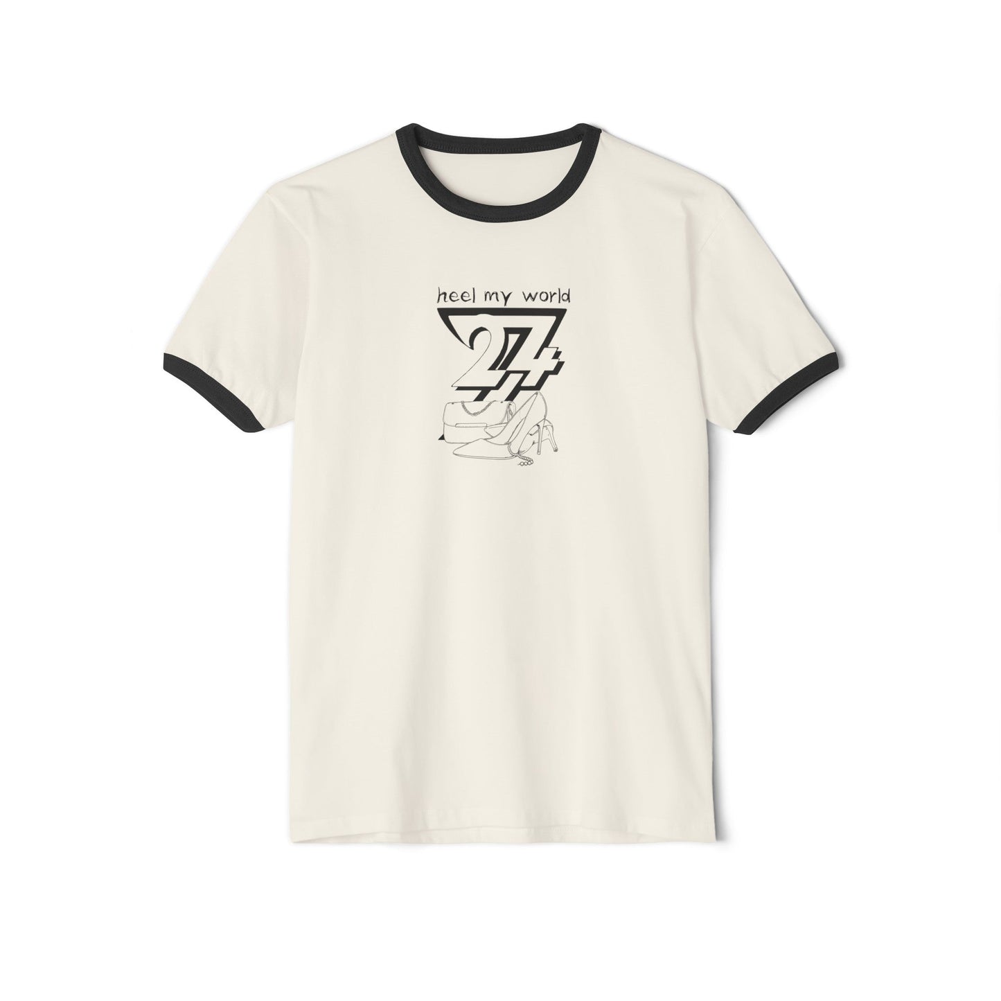 Women T-shirt: Handbag and High Heels T-Shirt by 24/7 Unique Designs front view