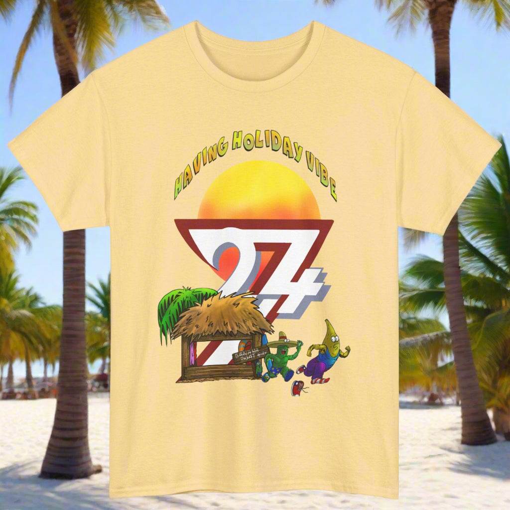 Yellow Haze Cactus Banana Boat T-Shirt - Vibrant Summer Holiday Design