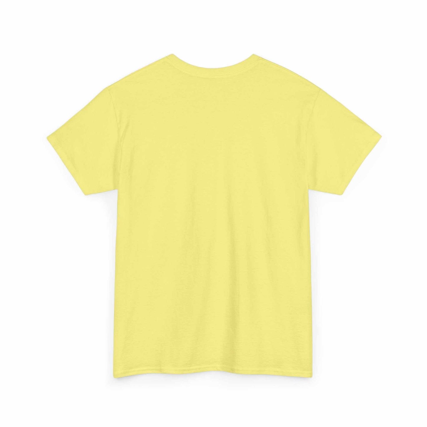 Back view of yellow Spain Flag Graphic Tee with hand-drawn España design, unisex cotton shirt