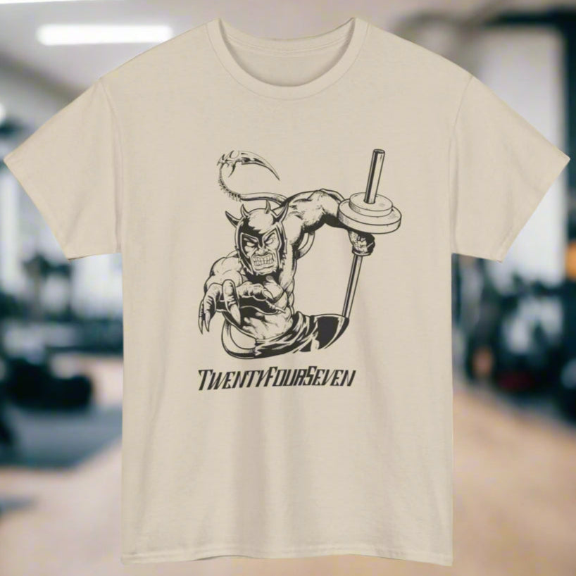 fantasy themed gym t-shirt with comic character
