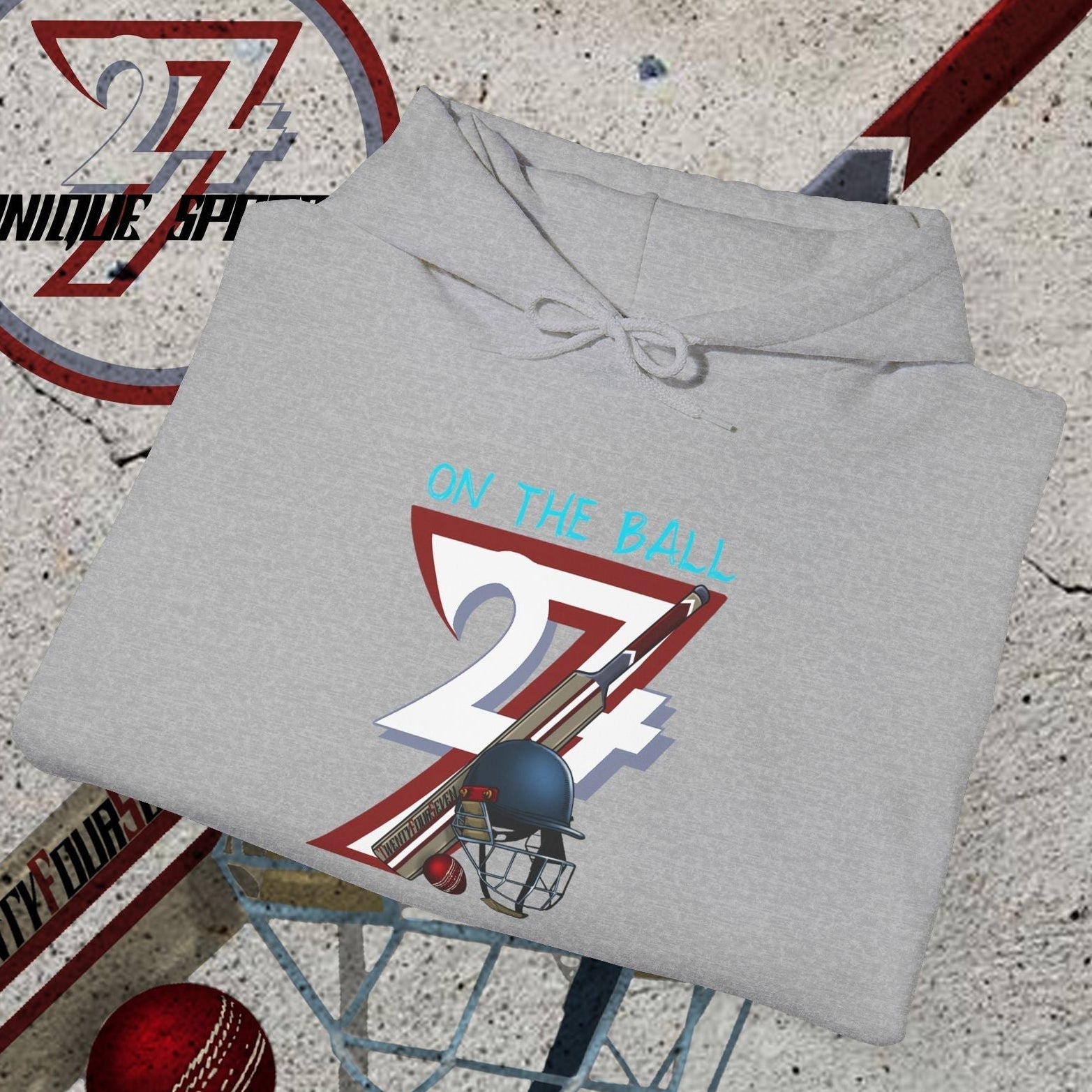 grey cricket hoodie sweatshirt with unique cricket illustration and outdoor sport design