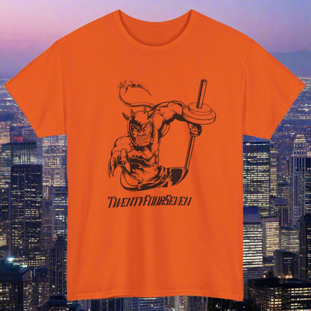 orange colored t-shirt gym design