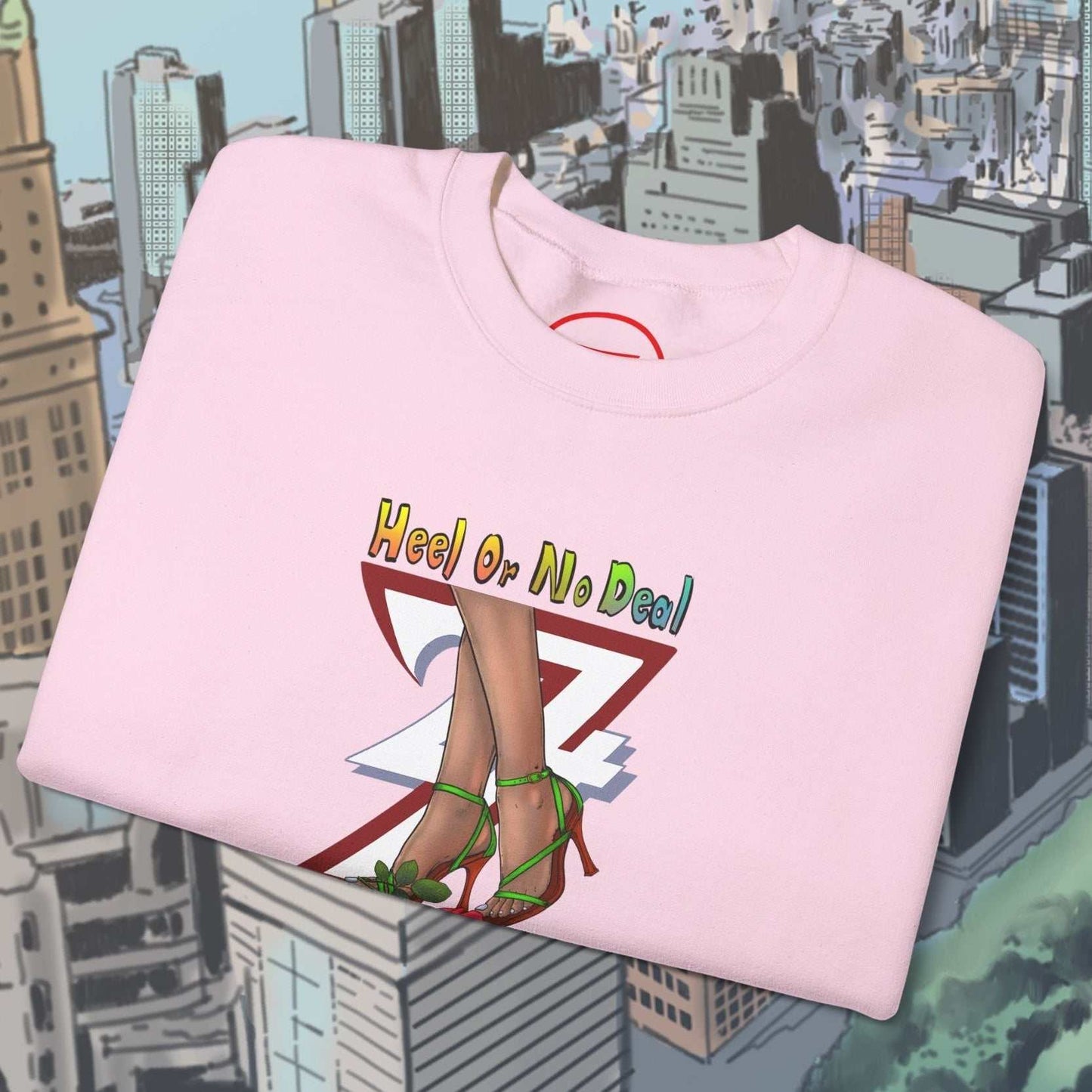 pink sweatshirt with hand-drawn rose design and colorful funny quote for women, urban streetwear gift idea