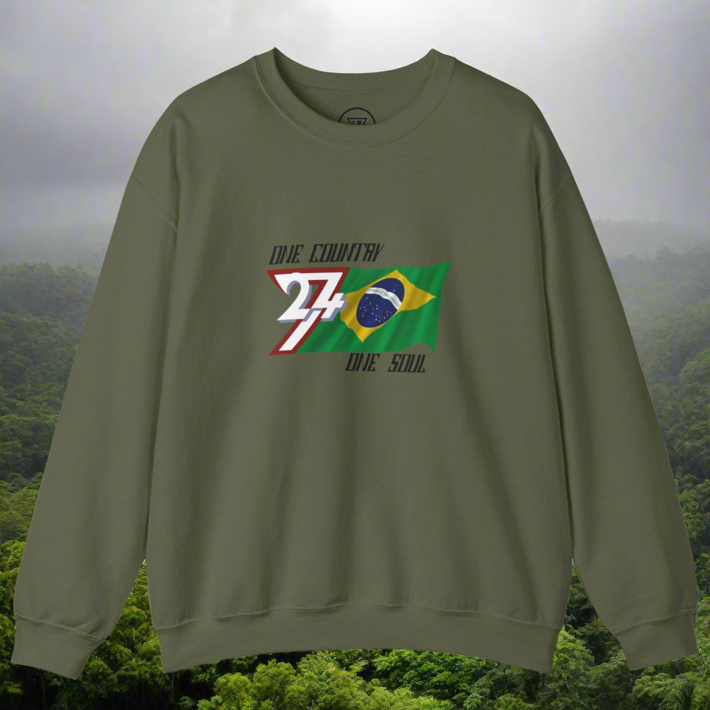unique sweatshirt with Brazil flag printed on chest