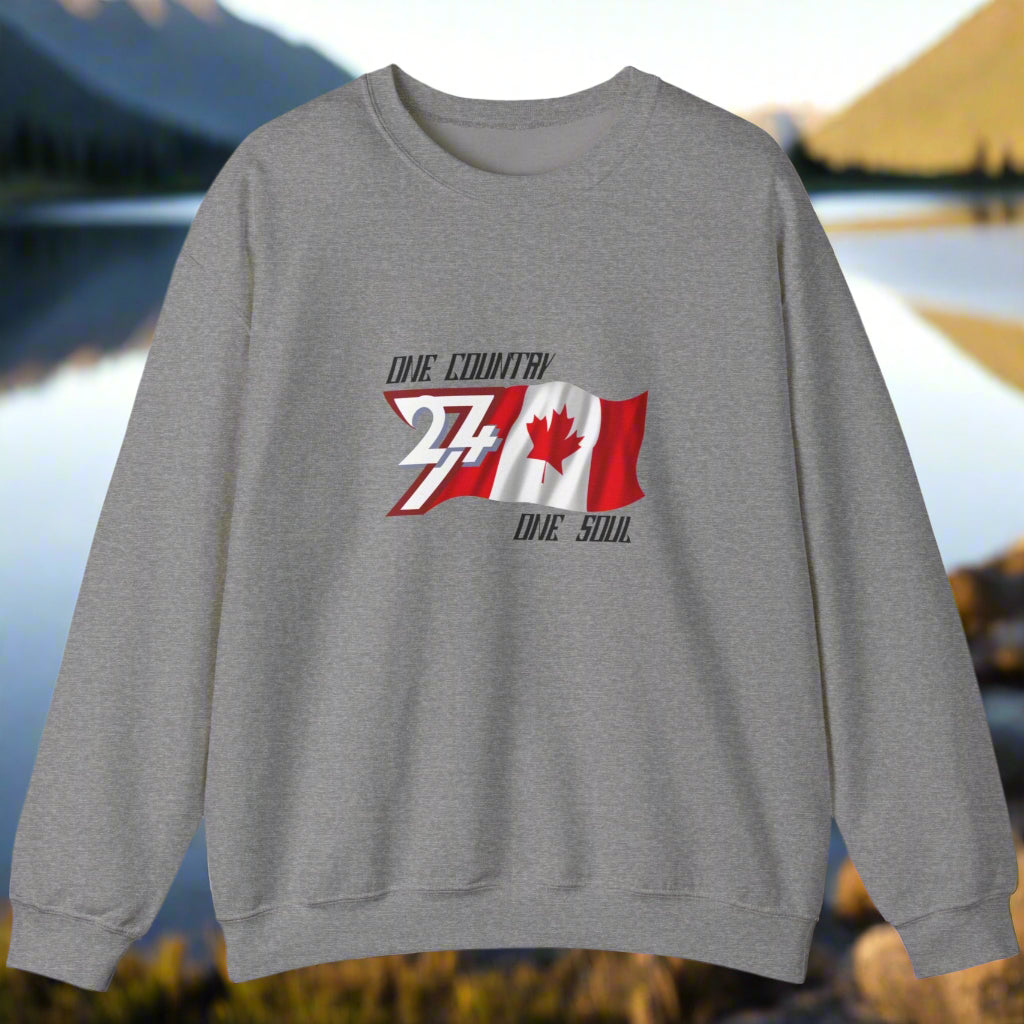 unique sweatshirt with Canada flag illustration on chest