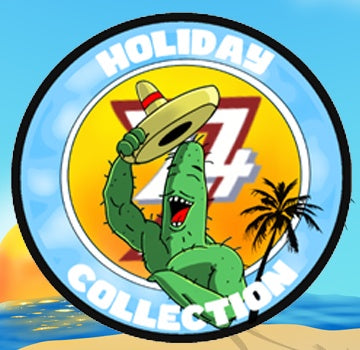 Main collection banner for Leonando the Cactus Summer Series featuring hand-drawn beachwear and illustrated vacation apparel