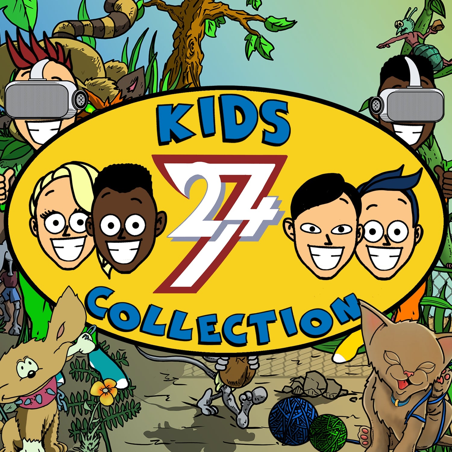 Main collection display of unique kids graphic tees and hand-drawn artist t-shirts for children featuring Littleando the cactus and wacky characters