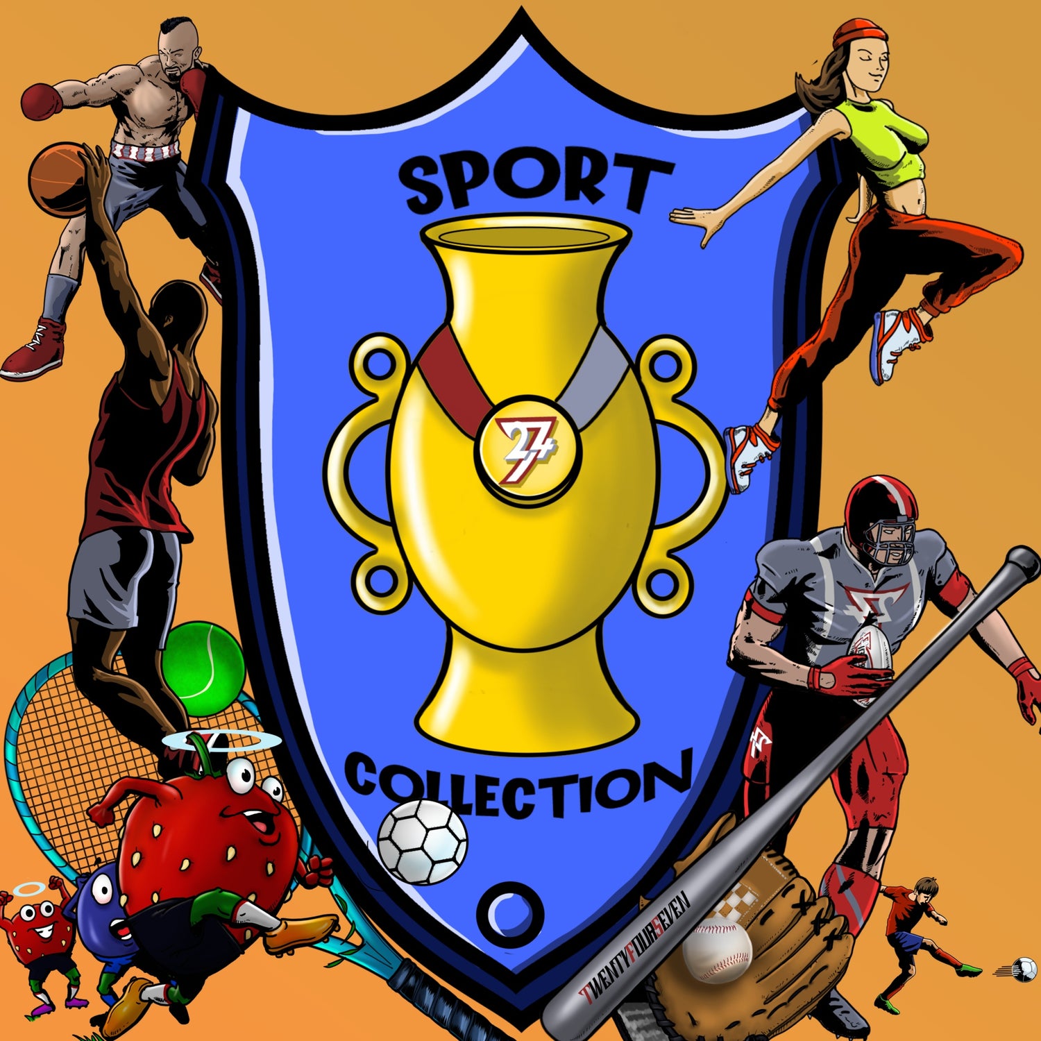 Collection of graphic athletic shirts and hand-drawn sports tees featuring original illustrated athlete and gaming artwork