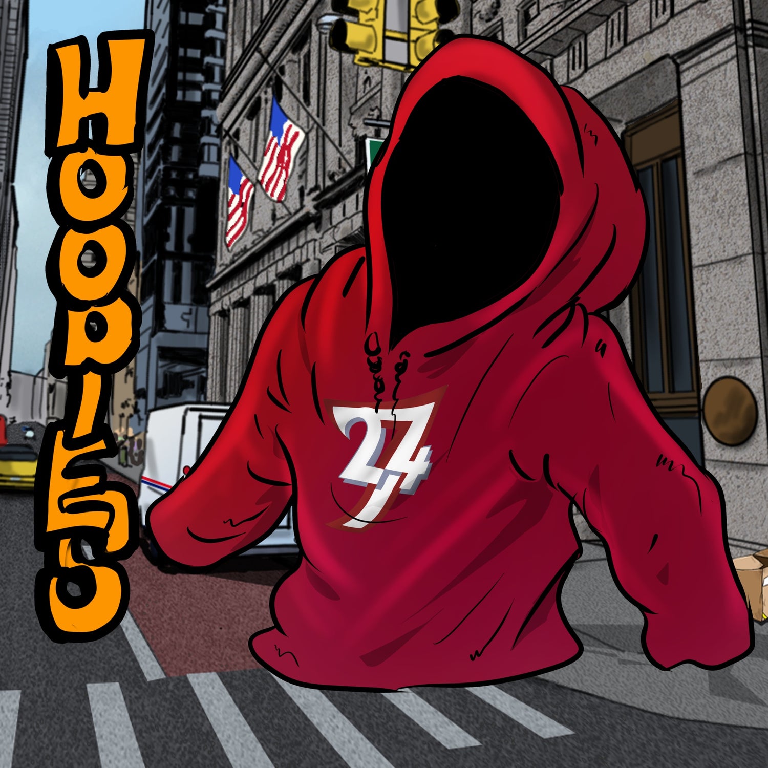 Main collection display of illustrated graphic hoodies and hand-drawn streetwear featuring original comic-style art and sketched character designs