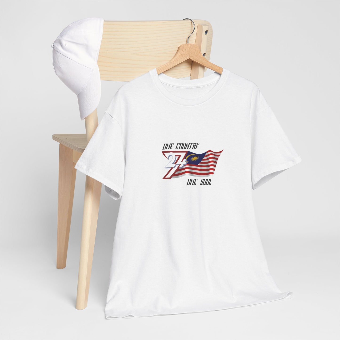 Unique Design 24/7 Malaysia Flag Printed Unisex custom T-shirt white