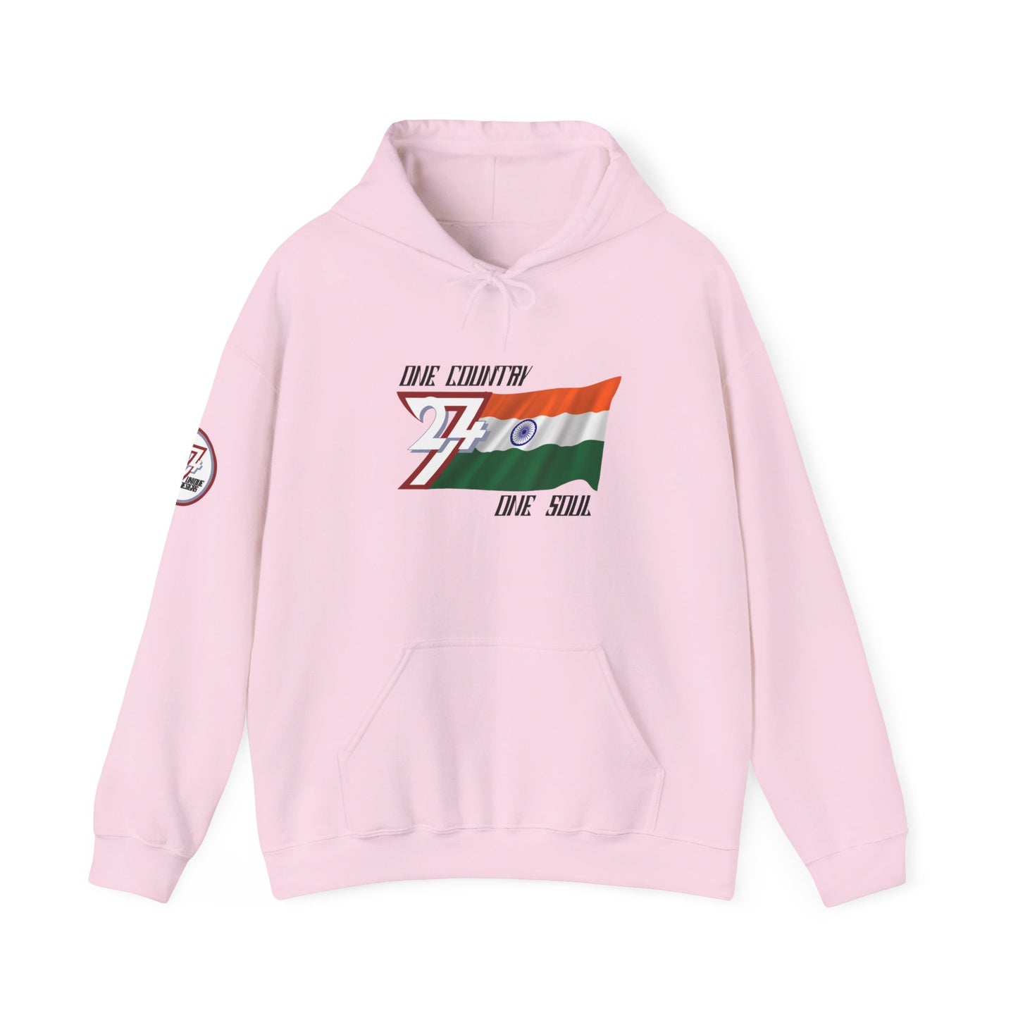 Unique Design 24/7 India Flag Printed Unisex custom Hoodie light pink