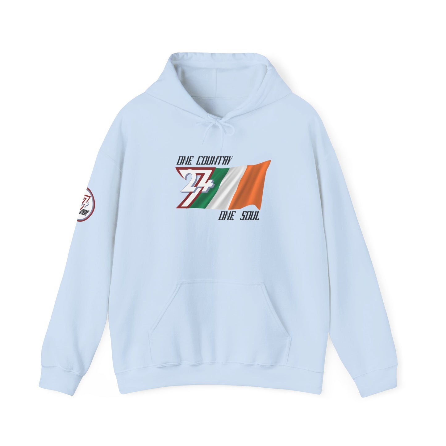 Unique Design 24/7 Ireland Flag Printed Unisex custom Hoodie light blue