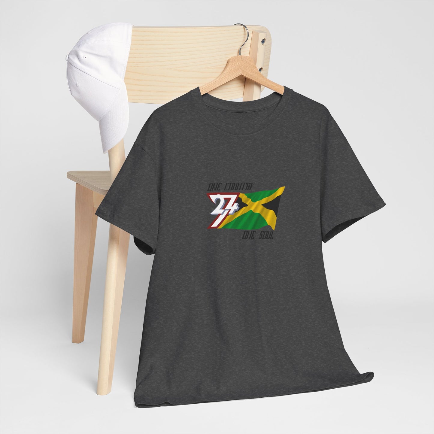 Unique Design 24/7 Jamaica Flag Printed Unisex custom T-shirt dark heather