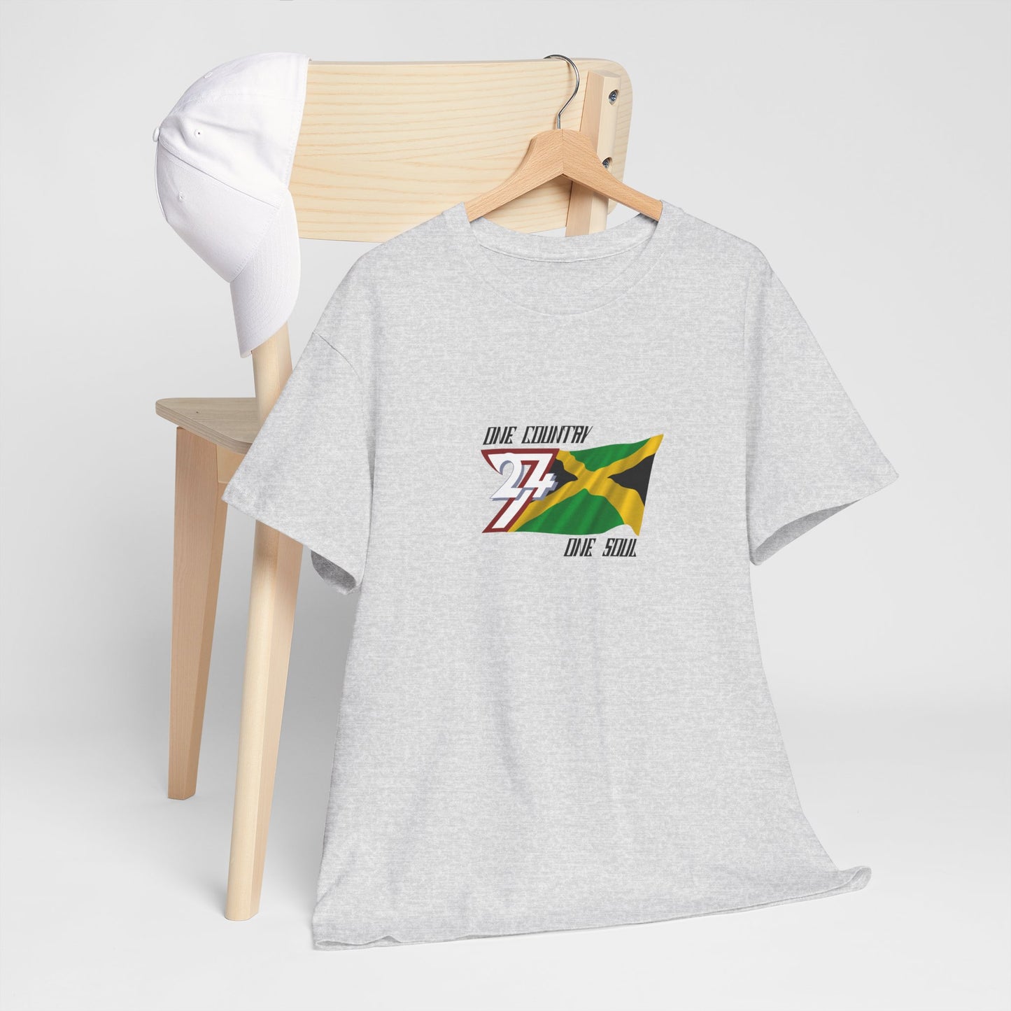 Unique Design 24/7 Jamaica Flag Printed Unisex custom T-shirt ash