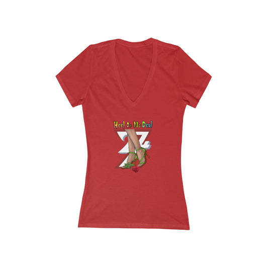 V-Neck T-shirt: Heel or No Deal Women's Tee by 24/7 Unique Designs red