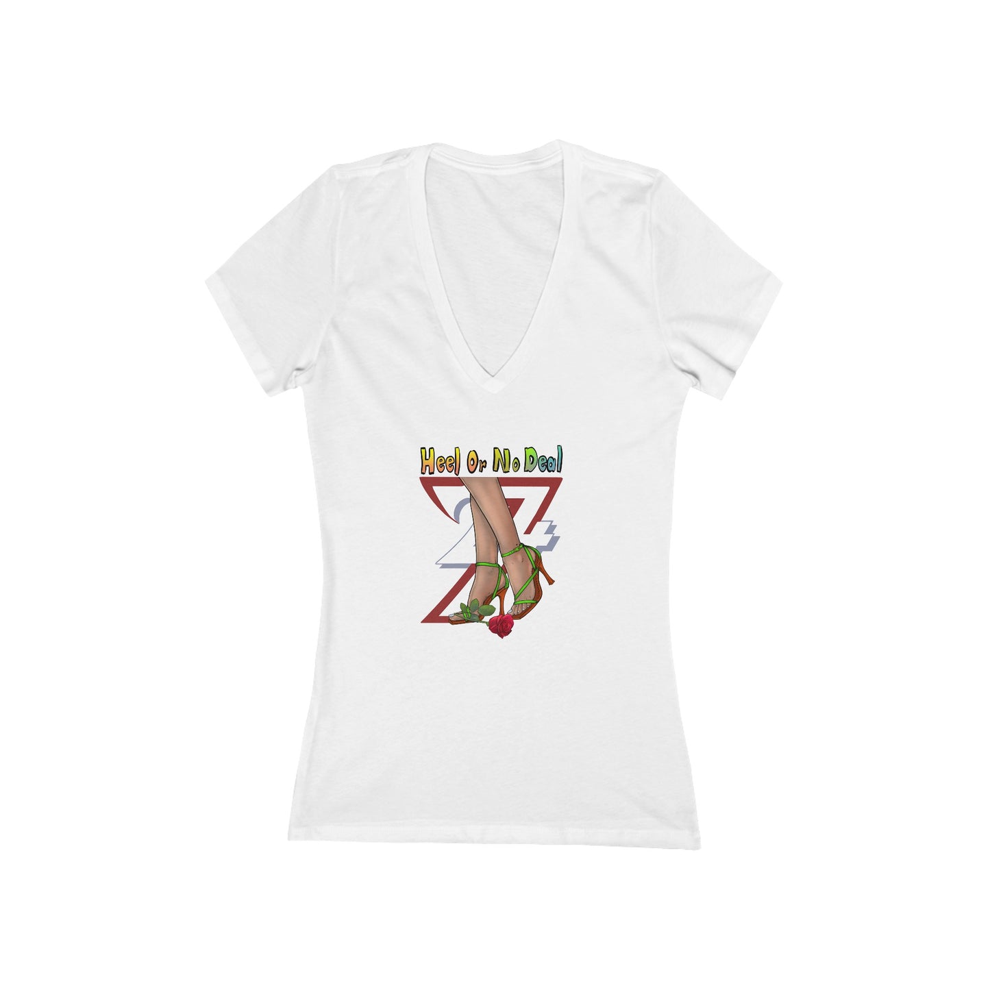 V-Neck T-shirt: Heel or No Deal Women's Tee by 24/7 Unique Designs white