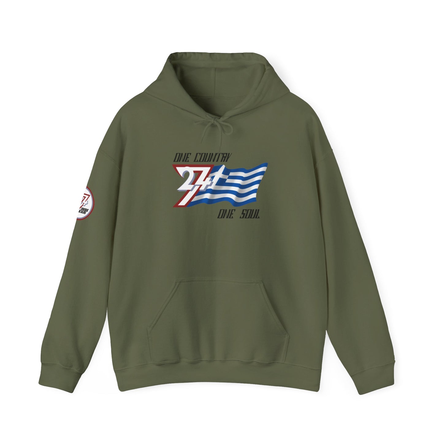 Unique Design 24/7 Greece Flag Printed Unisex custom Hoodie military green