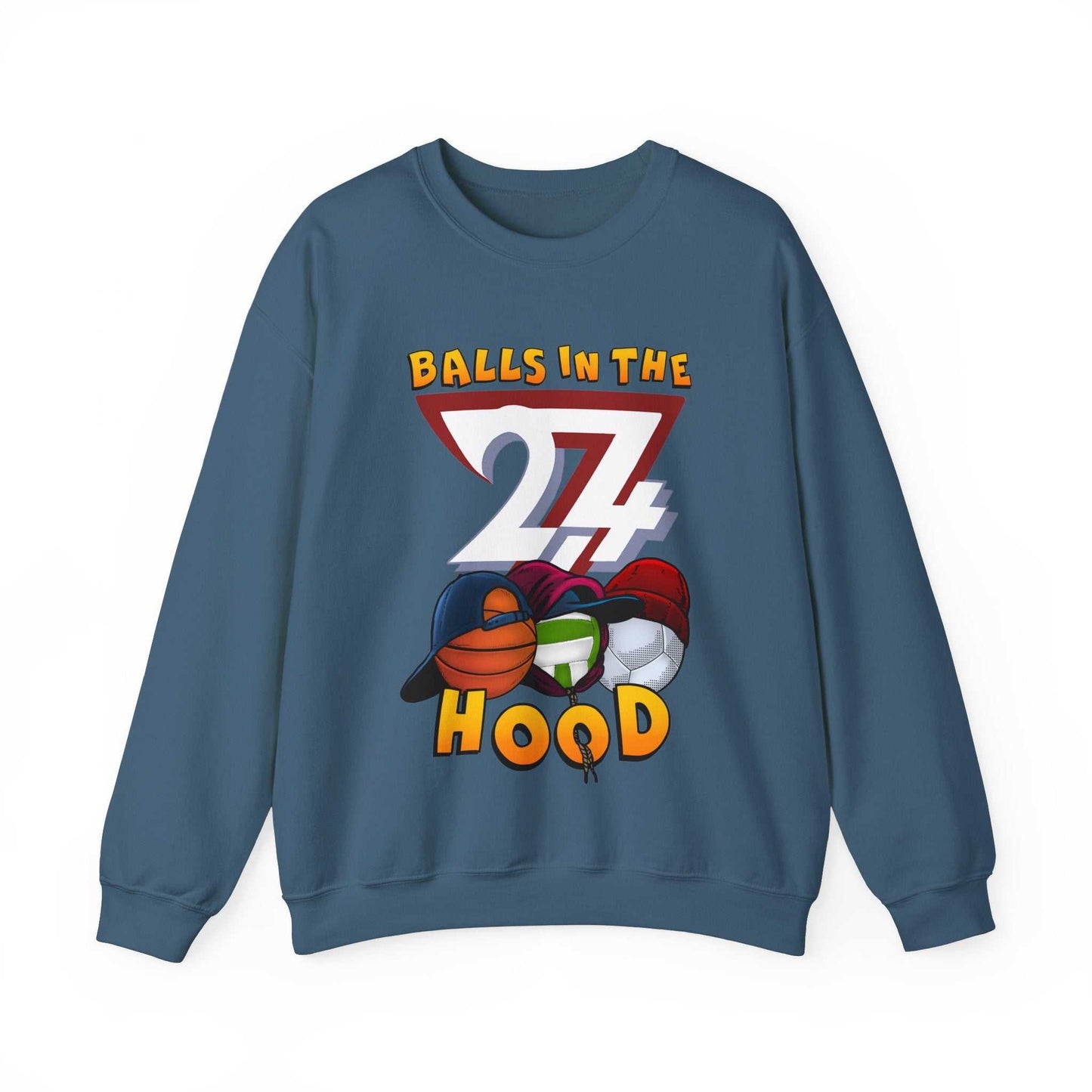 Unique Design Balls In The Hood Heavy Blend™ Crewneck Sweatshirt indigo blue