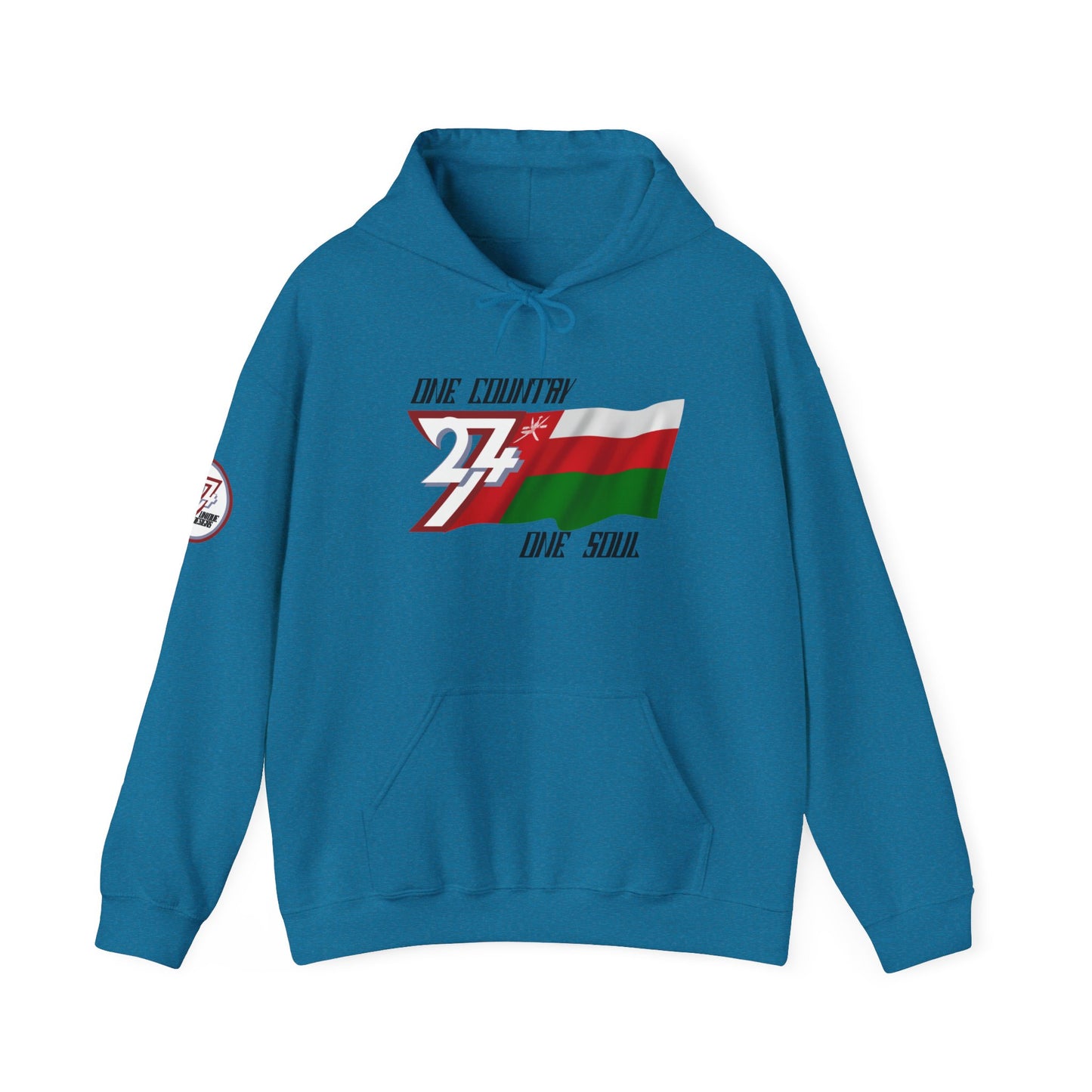 Unique Design 24/7 Oman Flag Printed Unisex custom Hoodie dark saphire