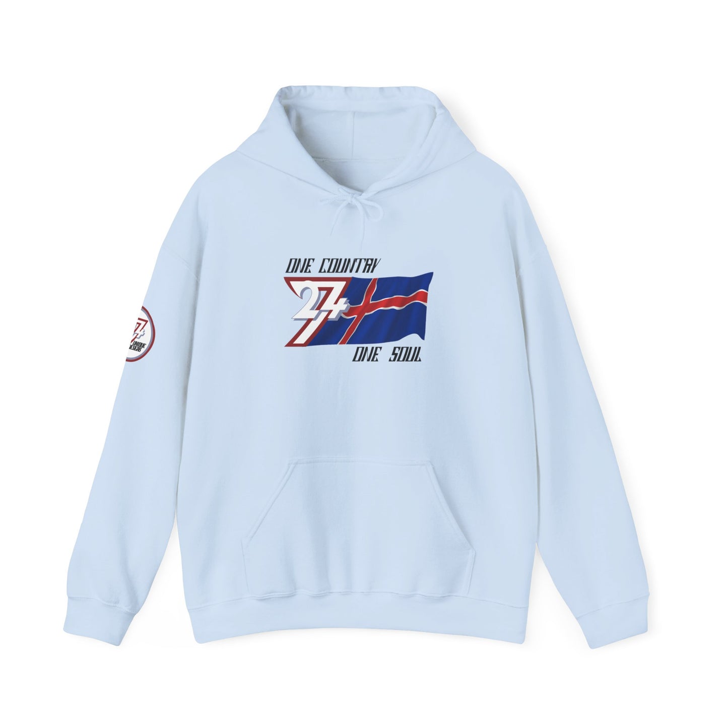 Unique Design 24/7 Iceland Flag Printed Unisex custom Hoodie light blue