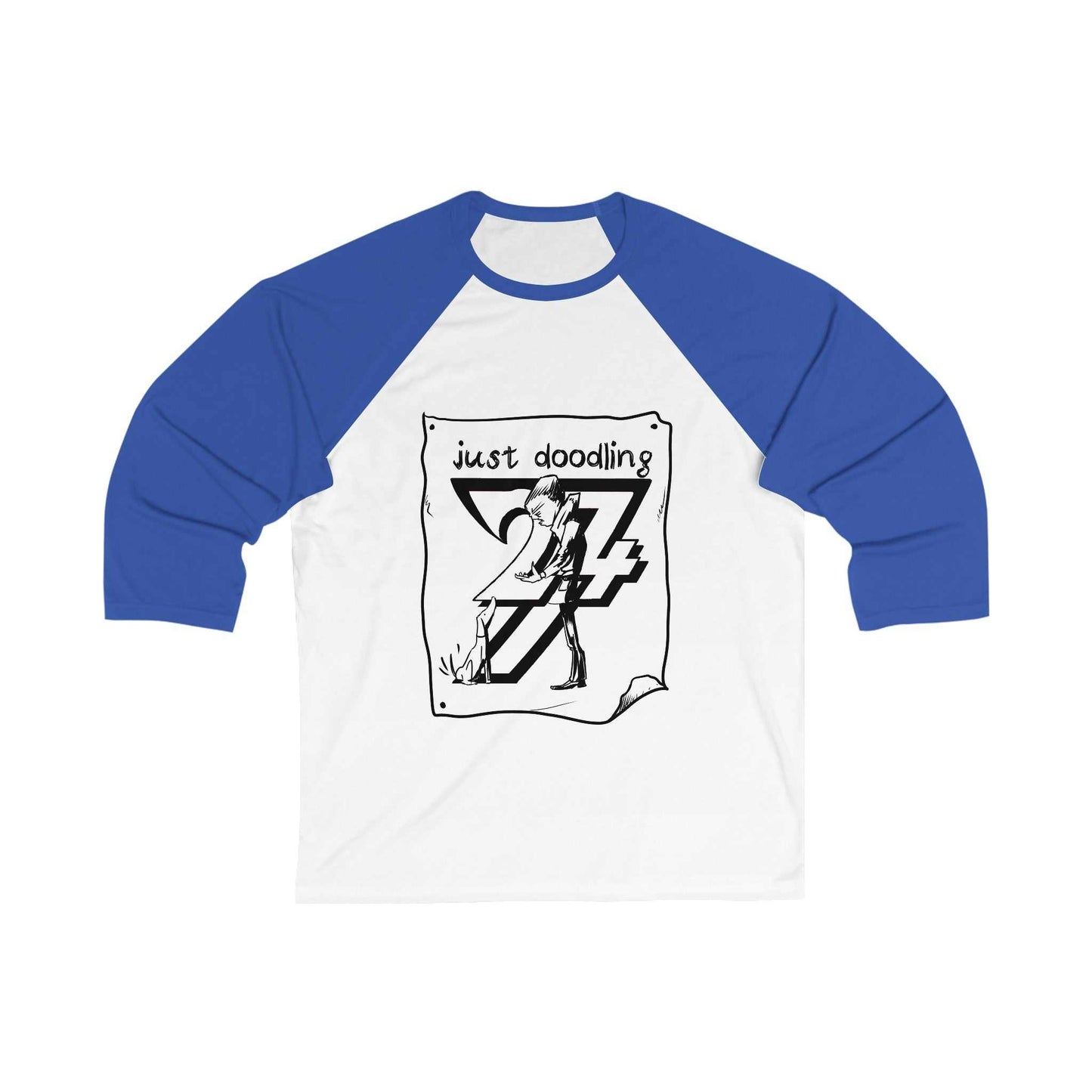 Unique Design Just Doodling Dog Owner 3\4 Sleeve Baseball Tee royal-white