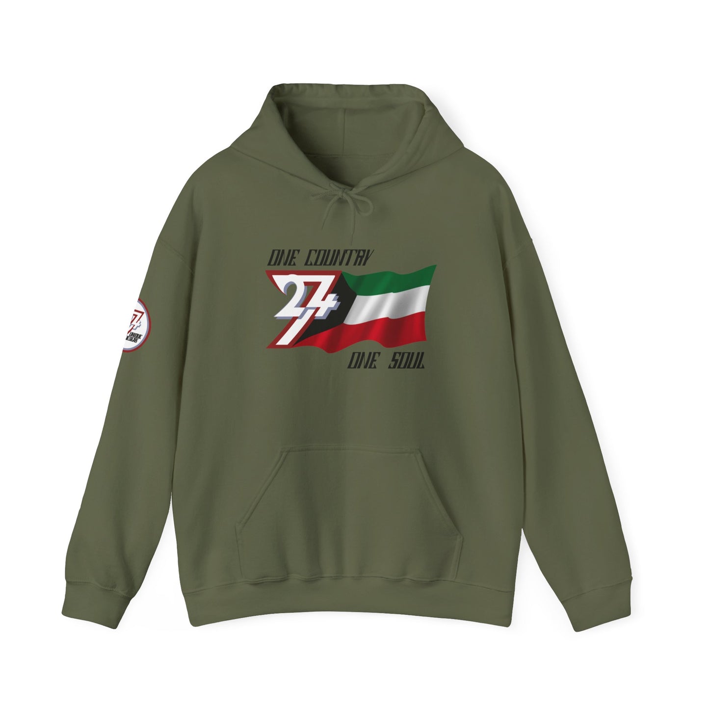 Unique Design 24/7 Kuwait Flag Printed Unisex custom Hoodie military green