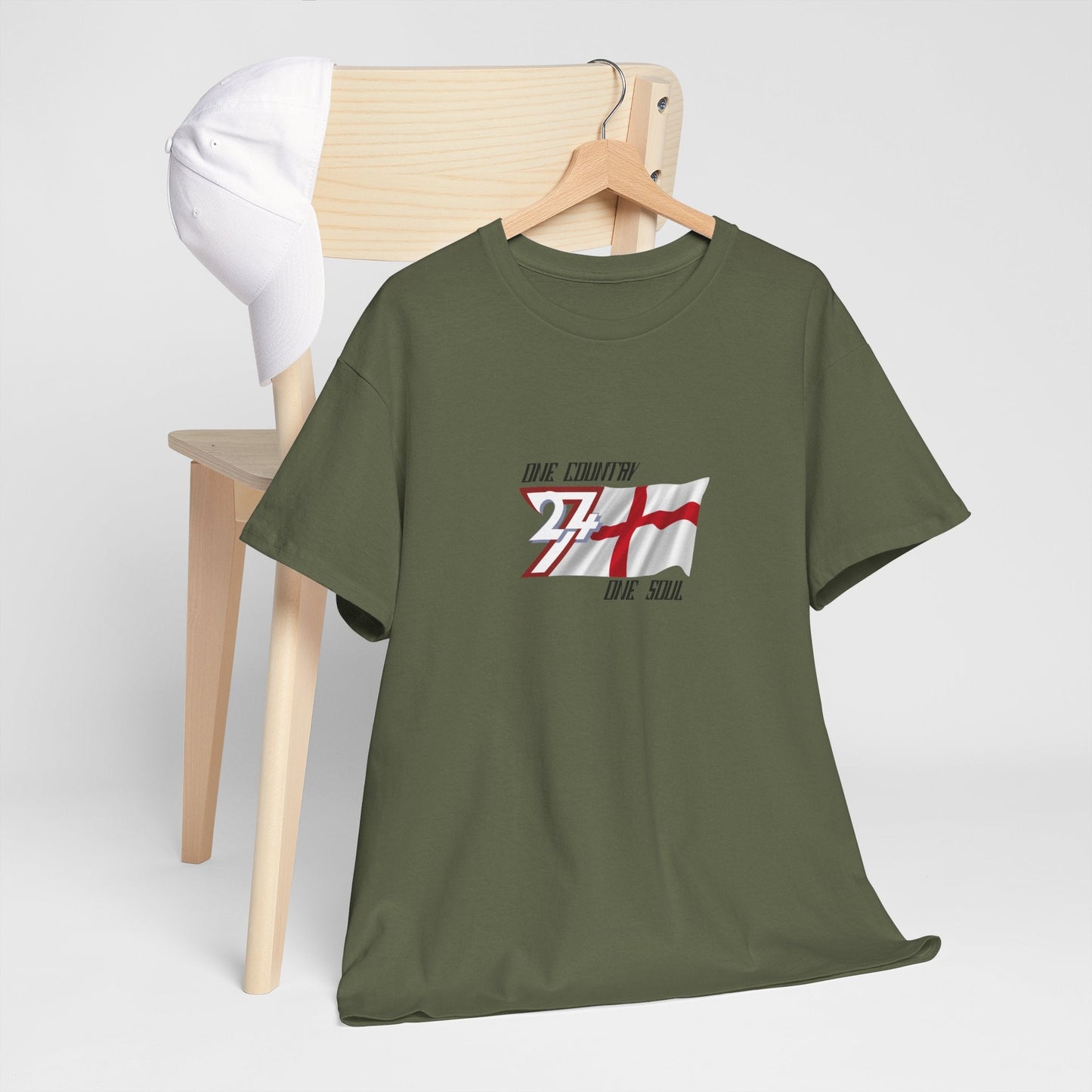 Unique Design England Flag Printed custom T-shirt military green