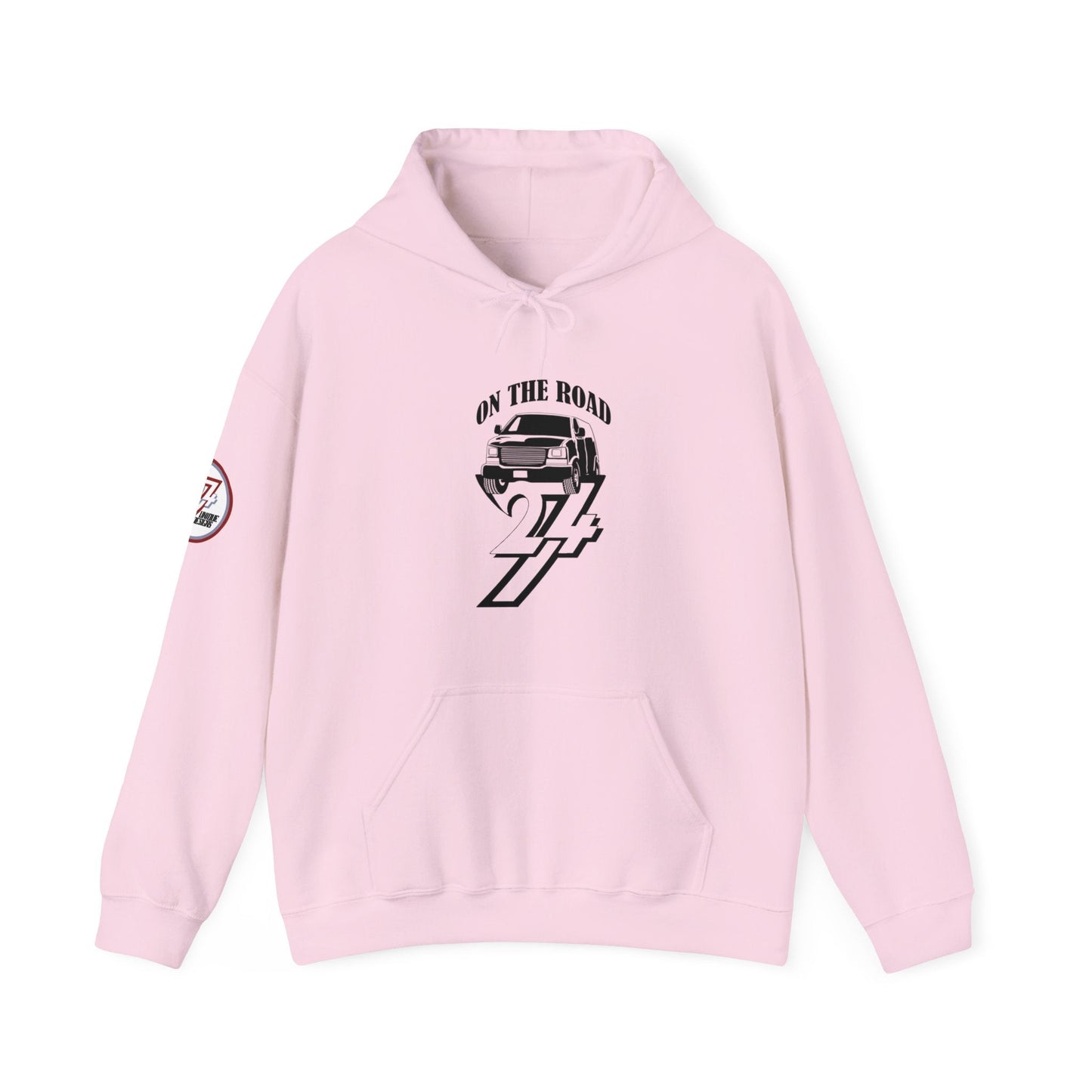 Unique Design On The Road Van Printed Unique Hoodie light pink