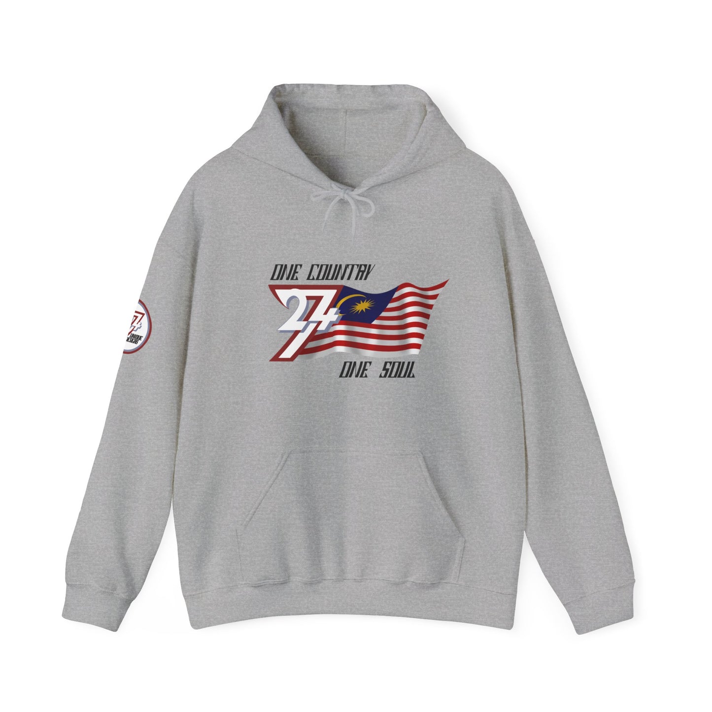 Unique Design 24/7 Malaysia Flag Printed Unisex custom Hoodie sport grey