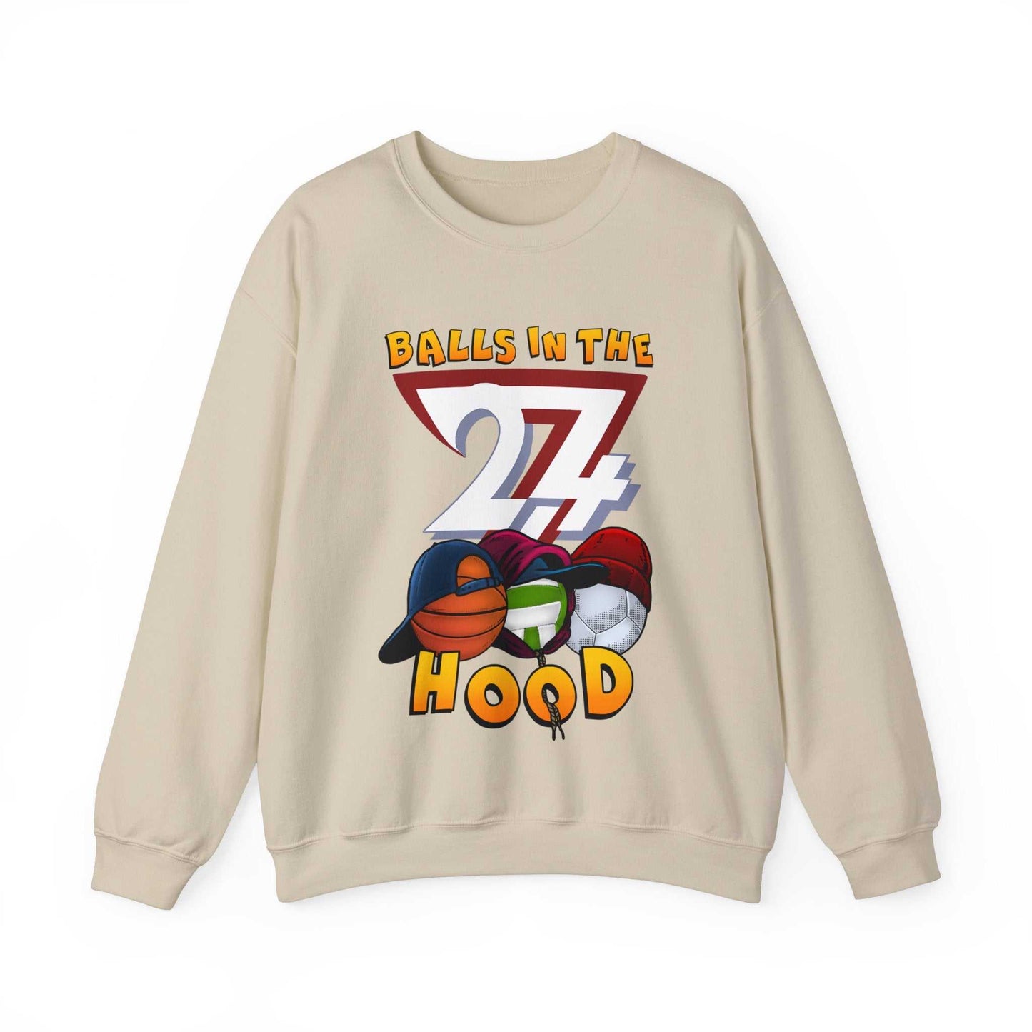 Unique Design Balls In The Hood Heavy Blend™ Crewneck Sweatshirt sand