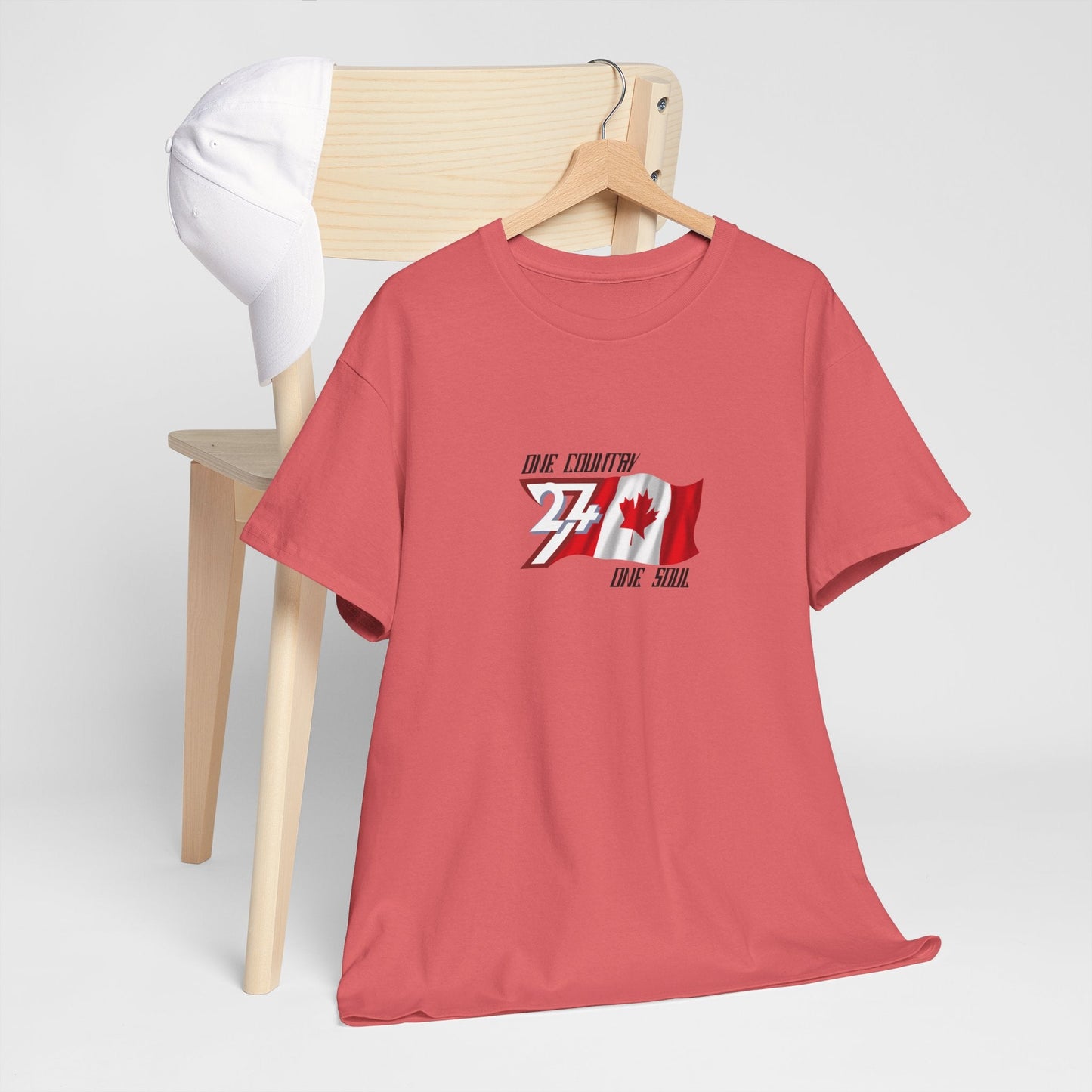 Unique Design Canada Flag Printed custom T-shirt coral silk