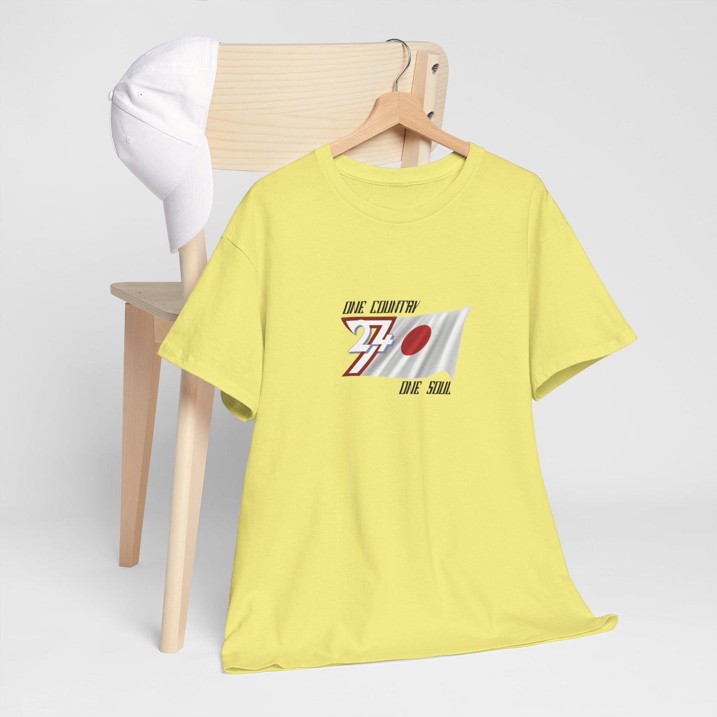 Unique Design 24/7 Japan Flag Printed Unisex custom T-shirt corn silk