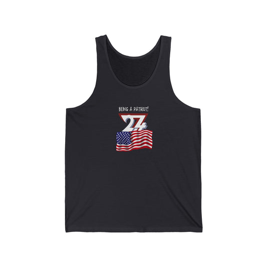 Unique Design American Patriot text women's jersey tank dark grey