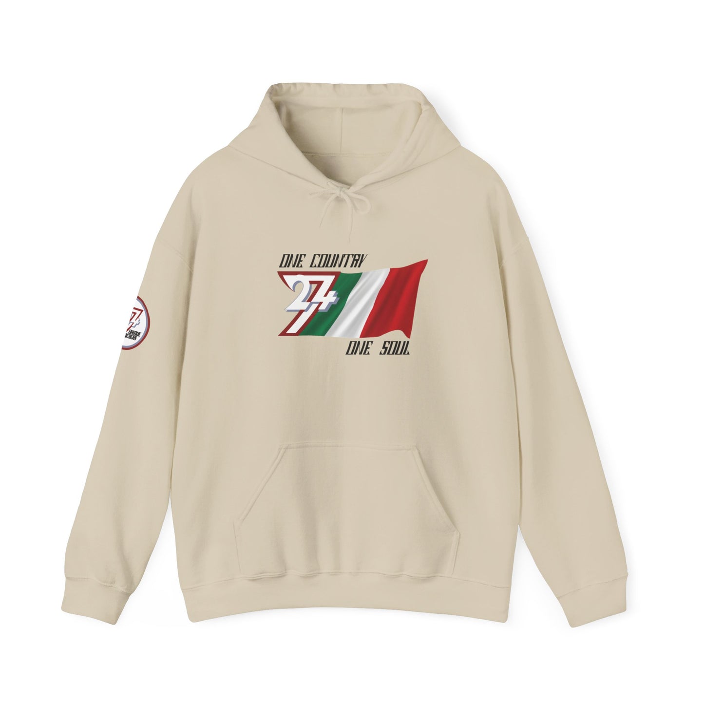 Unique Design 24/7 Italy Flag Printed Unisex custom Hoodie sand