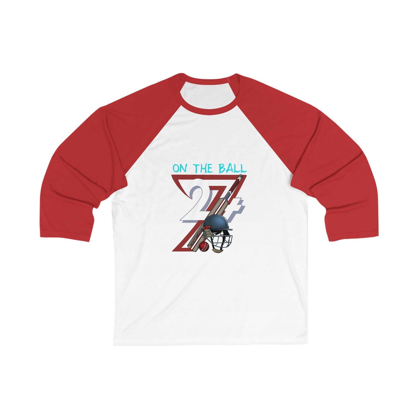 Unique Design Cricket 3\4 Sleeve Baseball Tee by 24/7 Unique Designs white-red