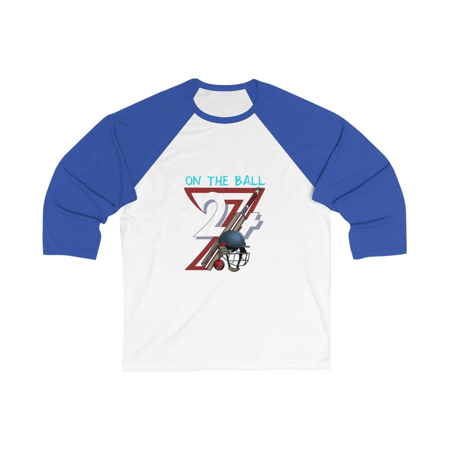 Unique Design Cricket 3\4 Sleeve Baseball Tee by 24/7 Unique Designs white-royal