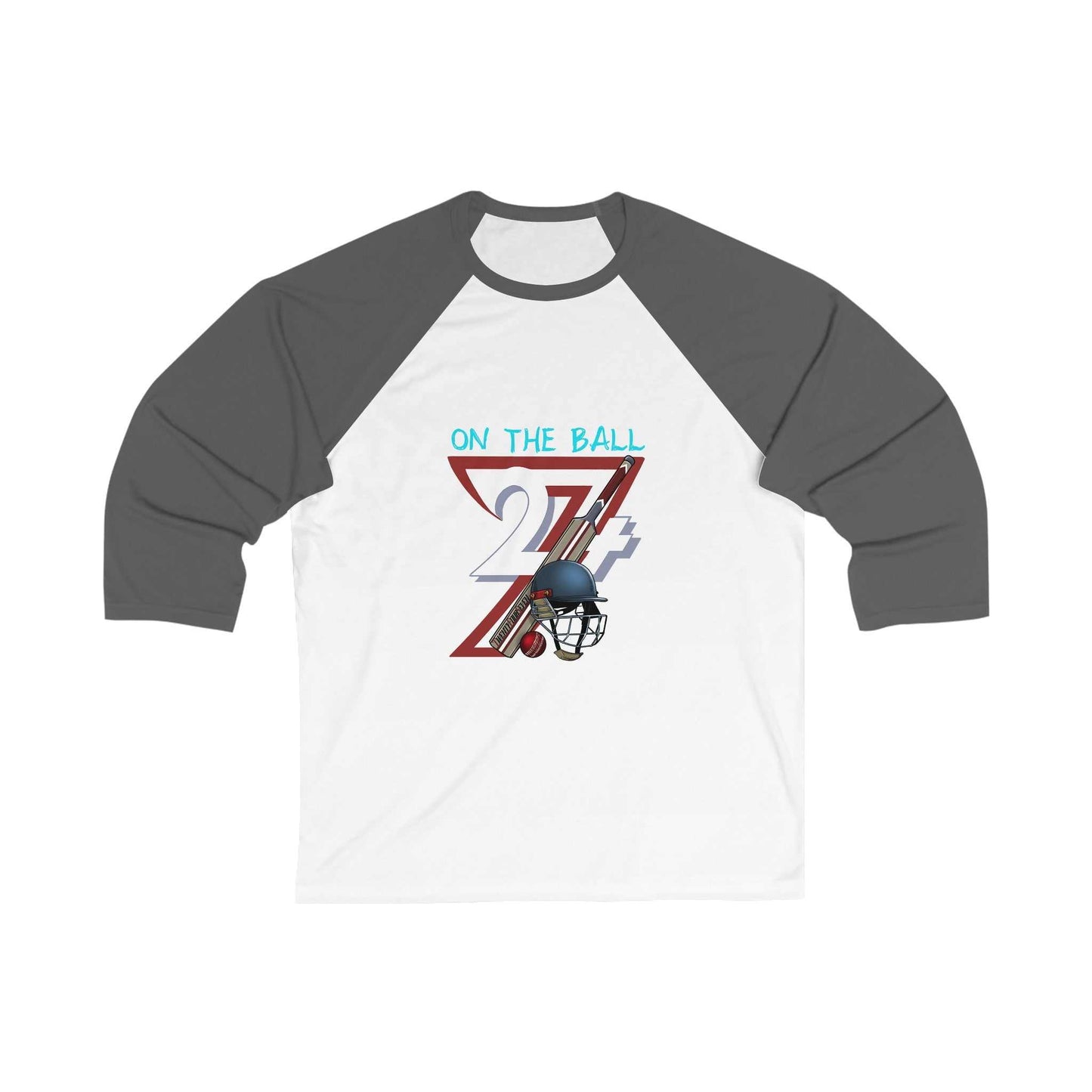 Unique Design Cricket 3\4 Sleeve Baseball Tee by 24/7 Unique Designs white-asphalt