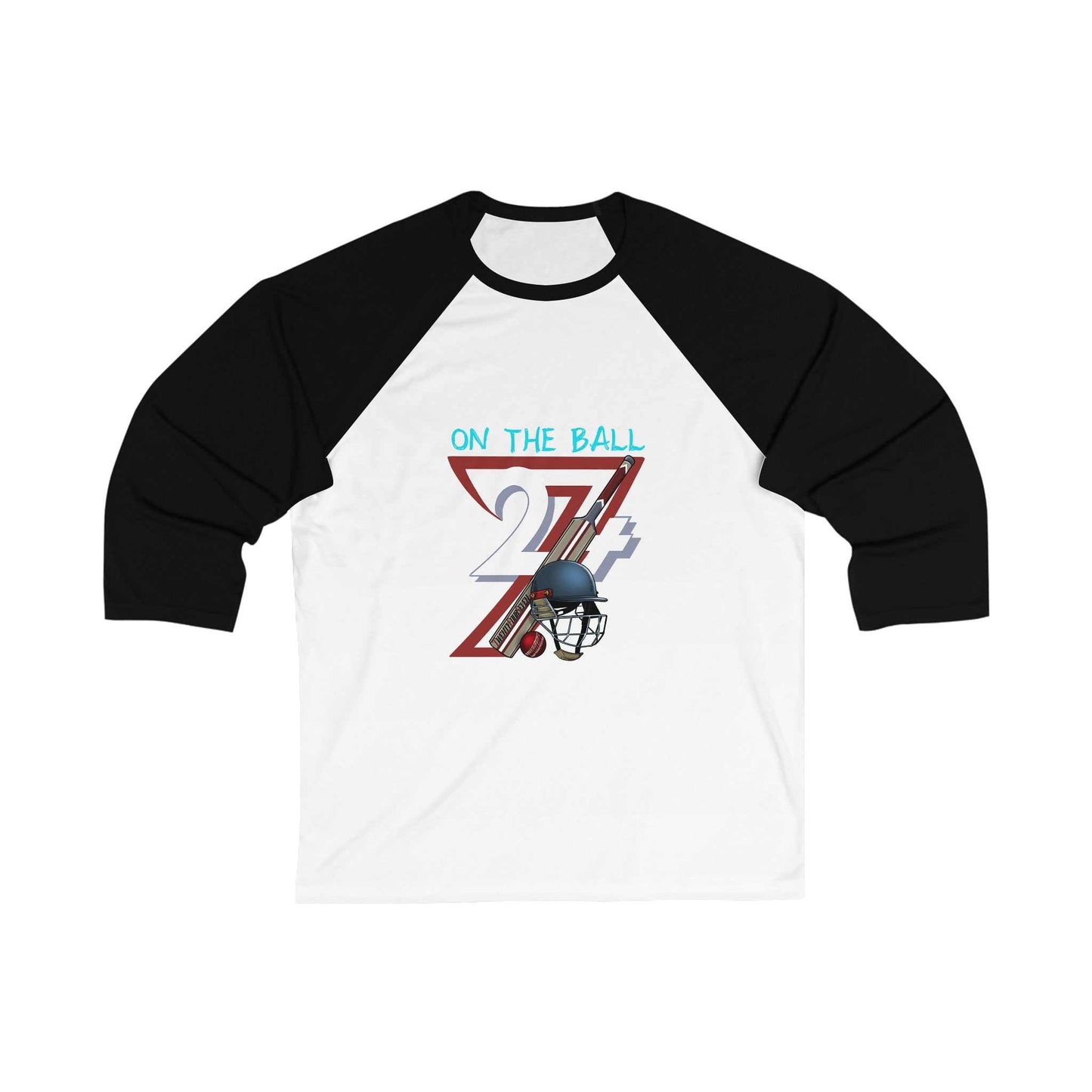 Unique Design Cricket 3\4 Sleeve Baseball Tee by 24/7 Unique Designs white-black