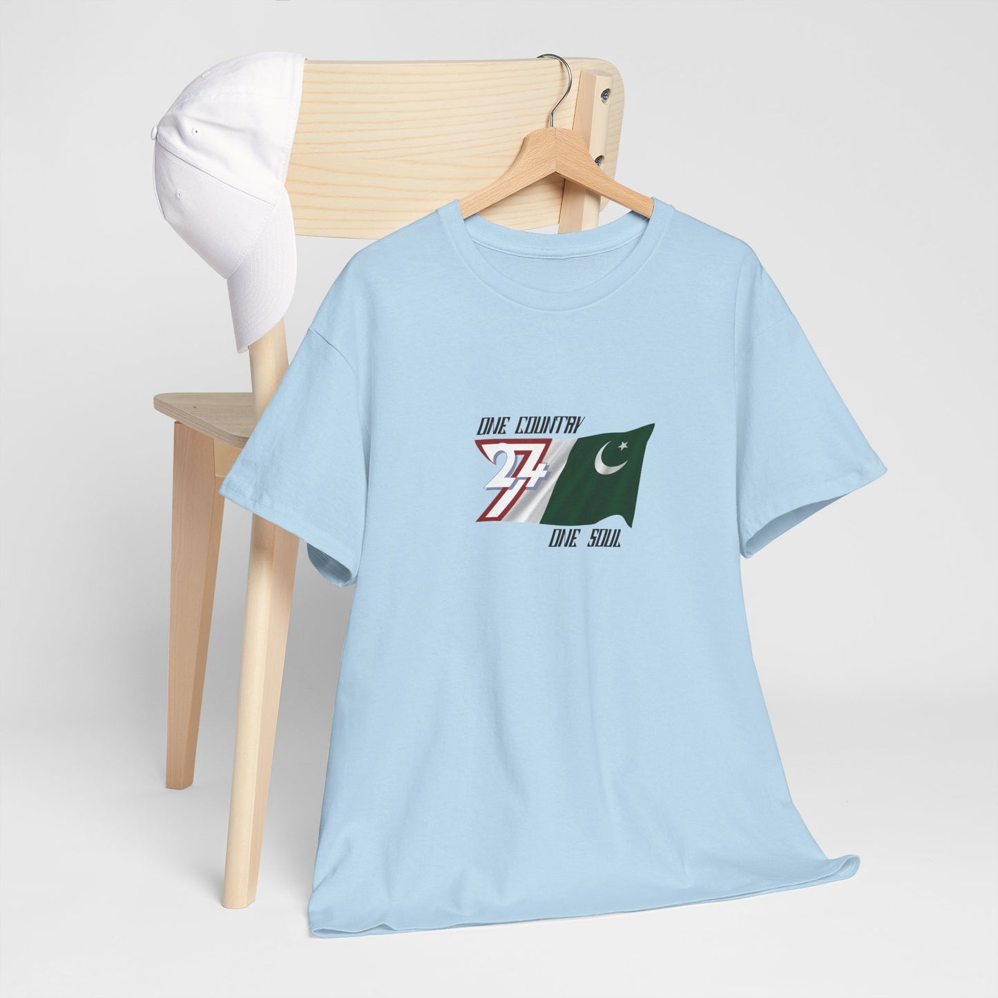 Unique Design 24/7 Pakistan Flag Printed Unisex custom T-shirt light blue