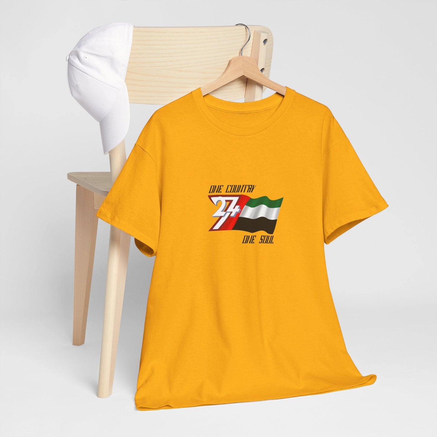 Unique Design United Arab Emirates Flag Printed custom T-shirt gold