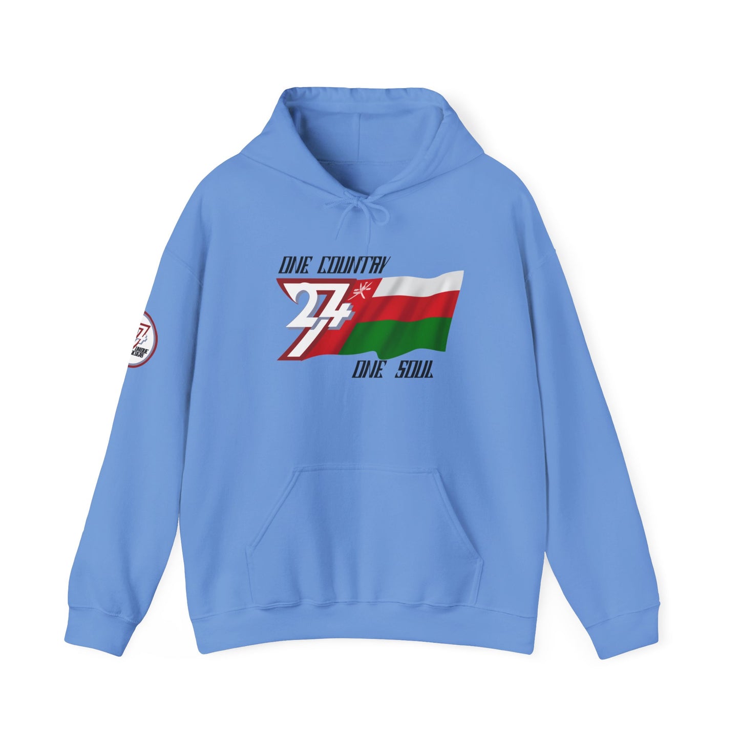 Unique Design 24/7 Oman Flag Printed Unisex custom Hoodie caroline blue