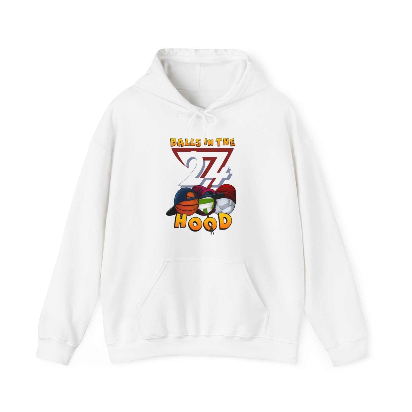 Unique Design Balls In The Hood Printed Hoodie white