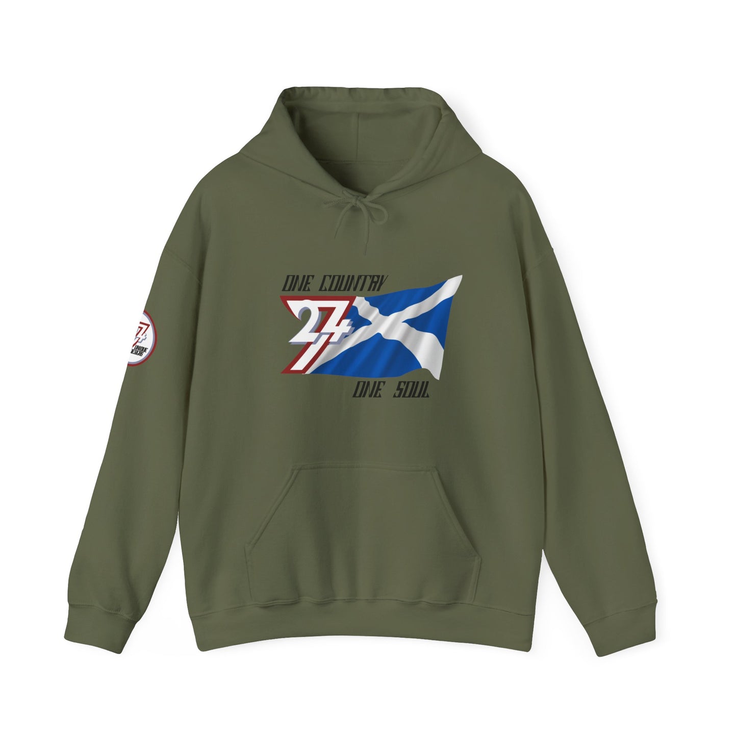 Unique Design 24/7 Scotland Flag custom hoodie military green