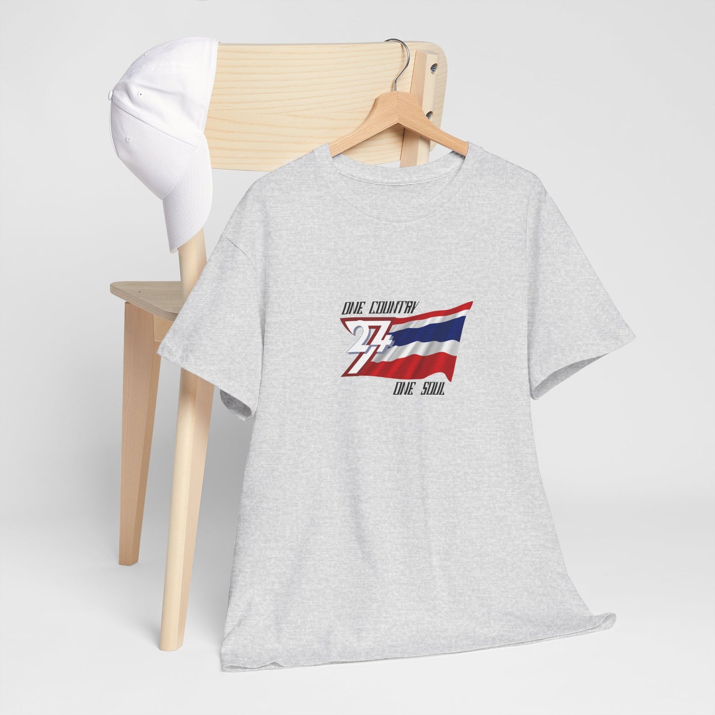 Unique Design 24/7 Thailand Flag Printed Unisex custom T-shirt ash